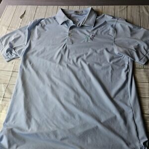 Peter Millar Polo Shirt Mens Large Blue Summer Comfort Golf Skull Clover Logo